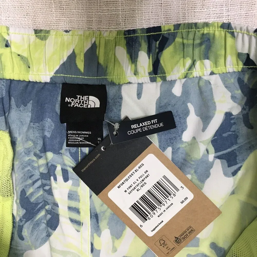 The North Face Shorts Men XL Class V Green Camo Print Fishing Hiking Gorpcore